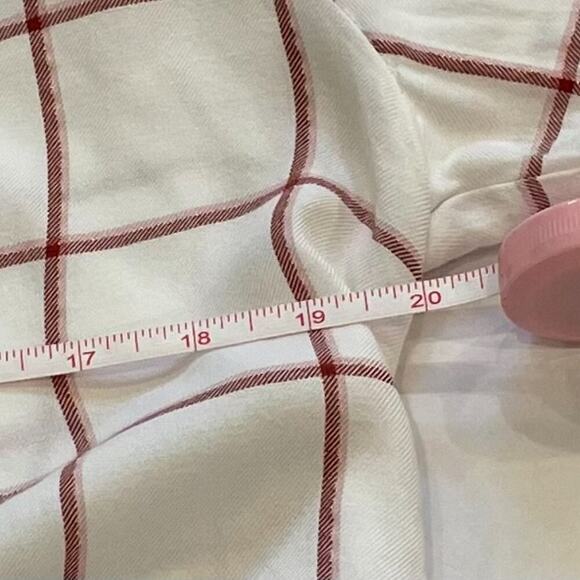 LOFT Lightweight Pink, White Check Button Down Collared High Low Shirt, M - Picture 13 of 14